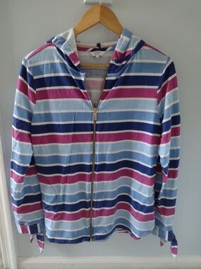 crown & ivy Striped Hooded Zip Jacket